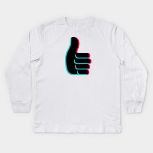 TikTok like thumbs up emoji smiley Black Kids Long Sleeve T-Shirt
